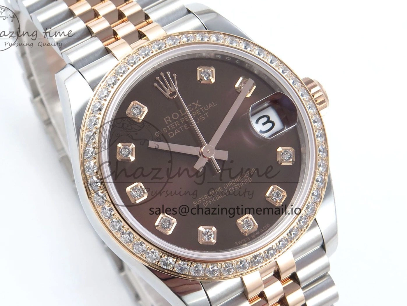 Bezel Diamonds DateJust 278381RBR Diamonds ARF 904L 1:1 Steel Dial Bracelet SS RG 31 Jubilee Edition Brown Best on ETA 2688 0402
